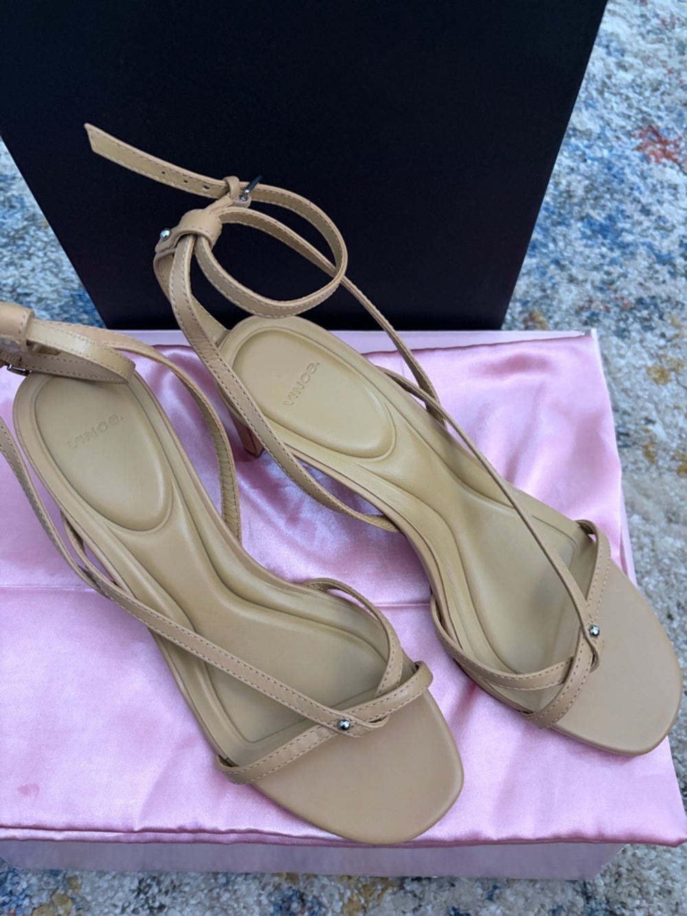 Vince Nude Beige Ankle-Strap Heeled Sandals